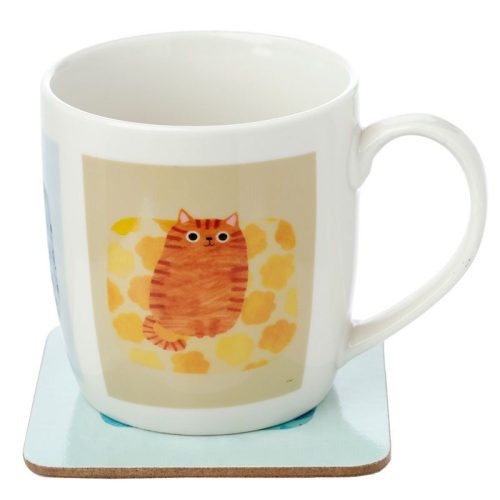 Bögre és Poháralátét Szett - Űrmacska - Planet Cat - Angie Rozelaar