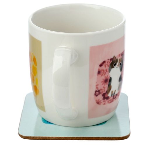 Bögre és Poháralátét Szett - Űrmacska - Planet Cat - Angie Rozelaar